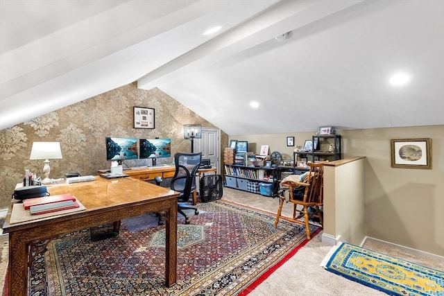 285 Still River Rd, Bolton, MA 01740 - carpeted office with vaulted ceiling with beams and baseboards