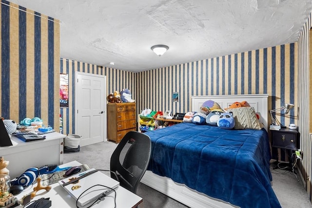 285 Still River Rd, Bolton, MA 01740 - carpeted bedroom with wallpapered walls and a textured ceiling