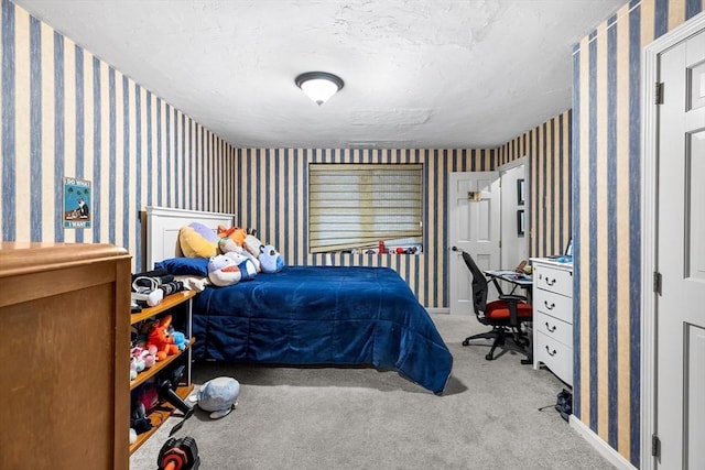 285 Still River Rd, Bolton, MA 01740 - carpeted bedroom with a textured ceiling and wallpapered walls