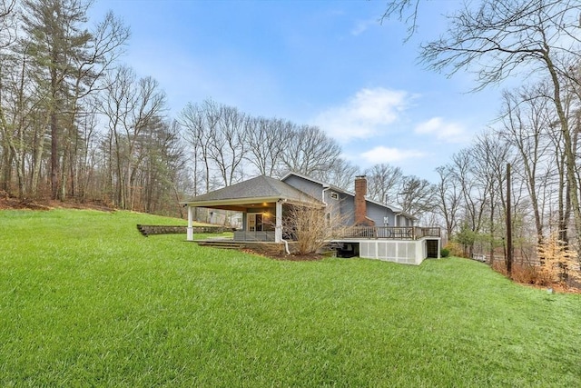 285 Still River Rd, Bolton, MA 01740 - back of house featuring a chimney, a deck, and a yard