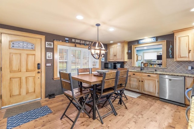 285 Still River Rd, Bolton, MA 01740 - dining area with light wood-type flooring, recessed lighting, and a notable chandelier