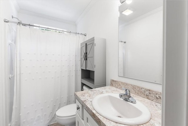 23 Brookstone Unit 23, Bridgewater, MA 02324 - full bath with ornamental molding, vanity, toilet, and curtained shower