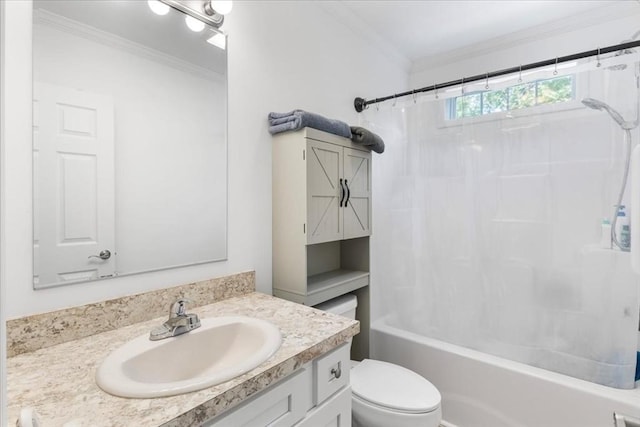 23 Brookstone Unit 23, Bridgewater, MA 02324 - bathroom featuring vanity, toilet, shower / bath combination with curtain, and crown molding