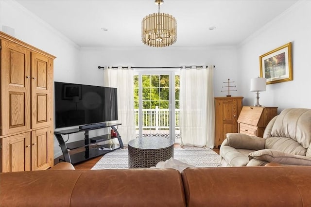 23 Brookstone Unit 23, Bridgewater, MA 02324 - living area with a chandelier, dark wood-style floors, and crown molding