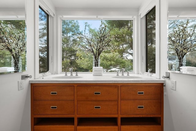 bathroom featuring double vanity and a sink