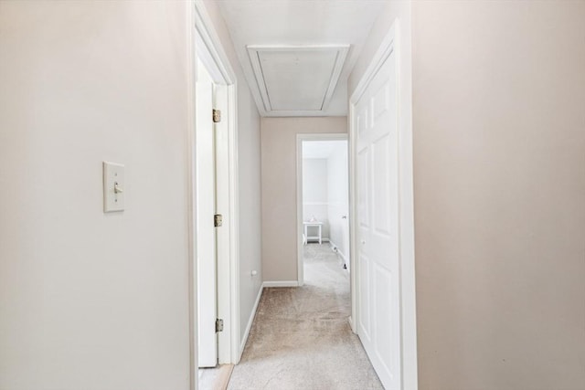 2 Strawstone Ln, Norton, MA 02766 - corridor featuring attic access, light carpet, and baseboards