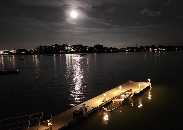 view of dock featuring a water view