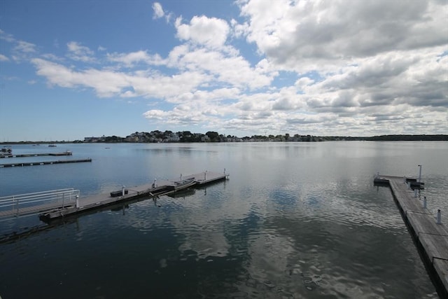 dock area featuring a water view