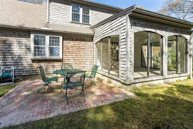 53 Wingfoot Dr, Barnstable, MA 02675 - view of patio / terrace with a sunroom and outdoor dining area