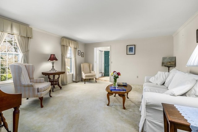 53 Wingfoot Dr, Barnstable, MA 02675 - living area with crown molding, light carpet, and plenty of natural light