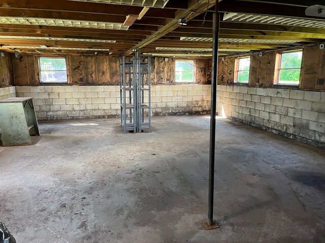 basement with plenty of natural light