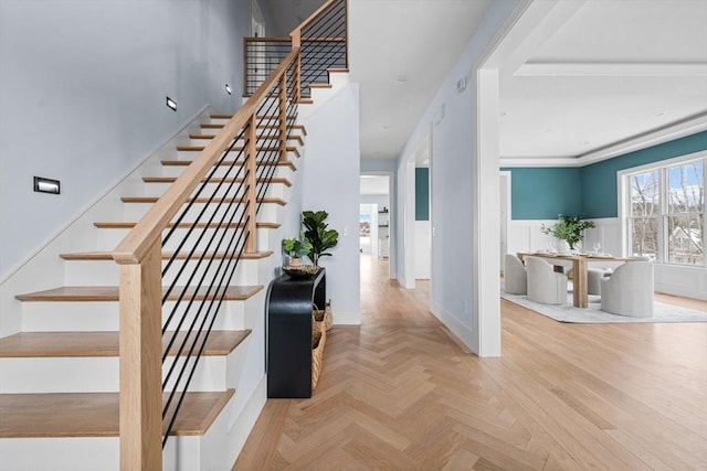 stairs with baseboards