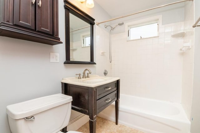 full bathroom with toilet,  shower combination, and vanity