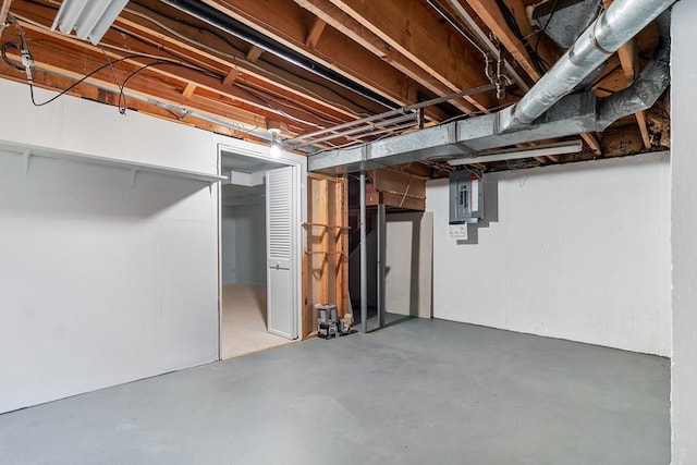 basement featuring electric panel