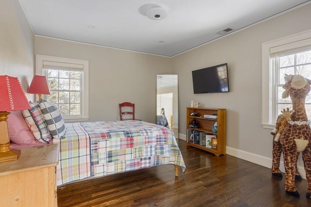 115 Rutledge, Belmont, MA 02478 - bedroom featuring wood finished floors, multiple windows, crown molding, and baseboards