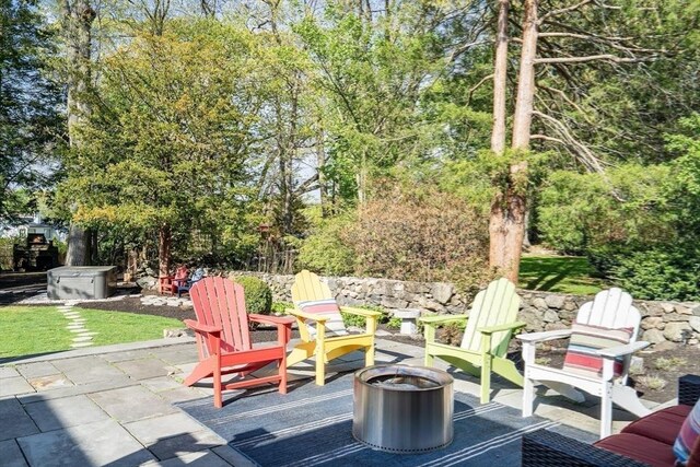 115 Rutledge, Belmont, MA 02478 - view of patio with a fire pit