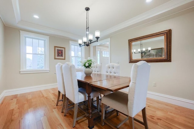 185 Read St, Seekonk, MA 02771 - dining room with a chandelier, ornamental molding, light wood-style floors, baseboards, and recessed lighting