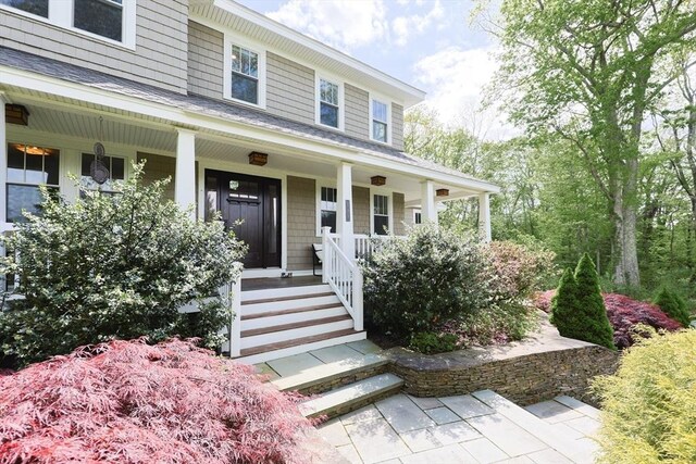 185 Read St, Seekonk, MA 02771 - entrance to property with a porch and roof with shingles