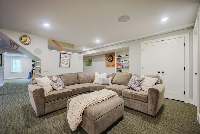 185 Read St, Seekonk, MA 02771 - living room featuring carpet floors, recessed lighting, and baseboards