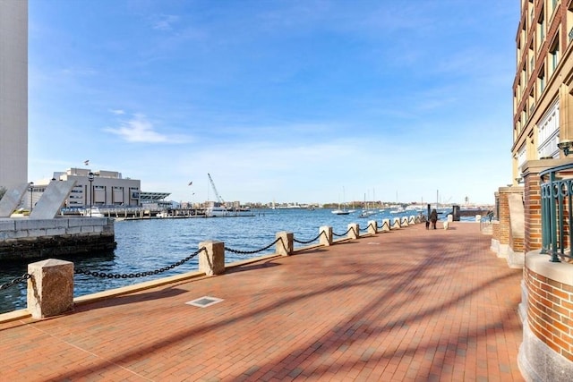 dock area featuring a water view
