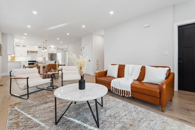 living room featuring light hardwood / wood-style flooring