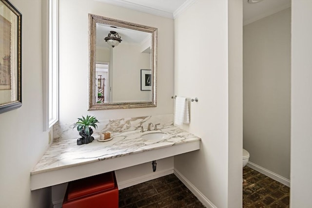 44 Ripley Hill Rd, Concord, MA 01742 - bathroom with crown molding and tile patterned floors
