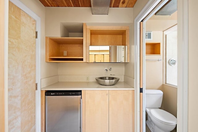 44 Ripley Hill Rd, Concord, MA 01742 - bathroom with vanity and wooden ceiling