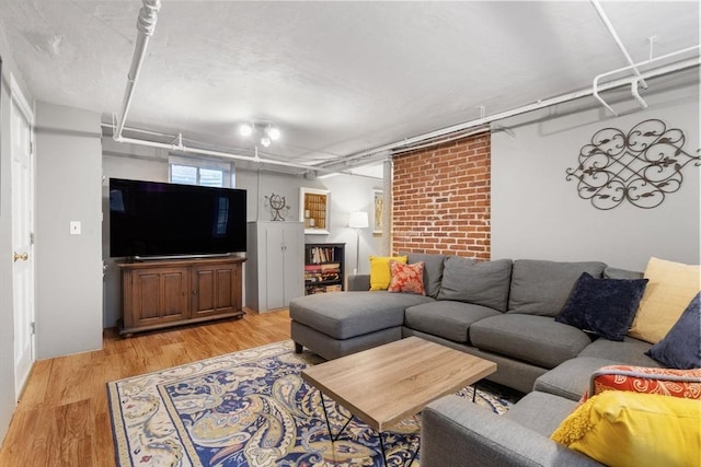 living room featuring light wood-type flooring