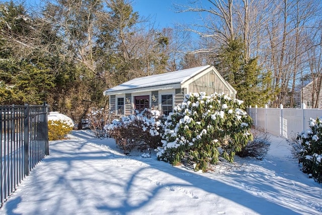 exterior space with an outbuilding