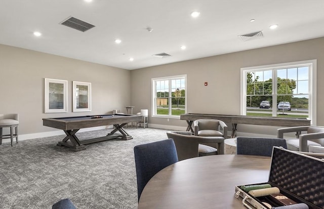 game room featuring pool table and carpet flooring