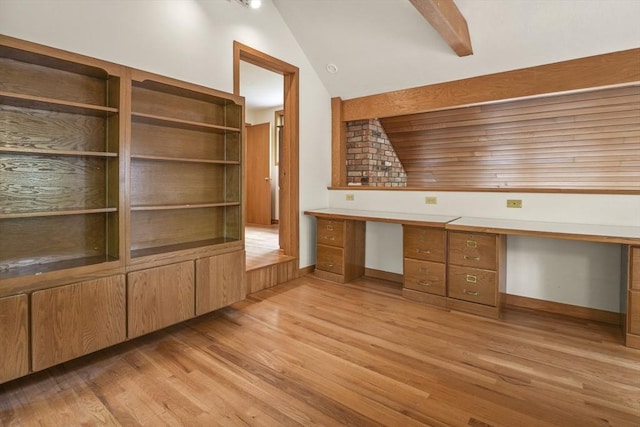 4 Fiske Mill Rd, Upton, MA 01568 - unfurnished office with light wood-style floors, built in desk, vaulted ceiling, and baseboards