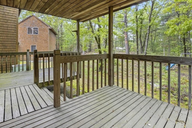 4 Fiske Mill Rd, Upton, MA 01568 - wooden deck with view of wooded area