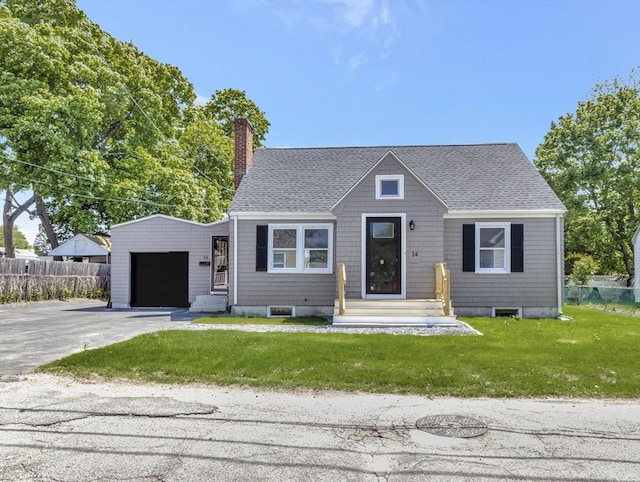 14 Crescent Rd, Weymouth, MA 02191 - view of front of home featuring a shingled roof, a chimney, an attached garage, and concrete driveway