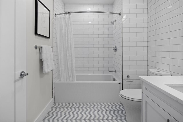301 Border Unit U606, Boston, MA 02128 - full bath featuring toilet, shower / bath combo, vanity, and tile patterned floors