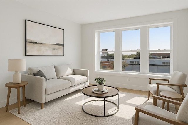 301 Border Unit U606, Boston, MA 02128 - living room featuring light wood finished floors and baseboards