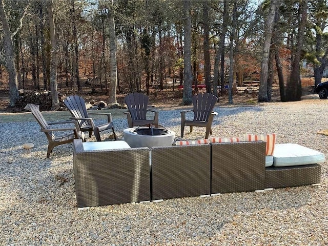 view of patio / terrace with an outdoor fire pit