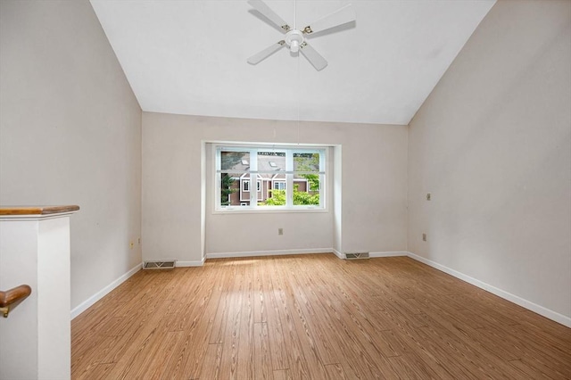 2 Steeplechase Ct Unit 2, Haverhill, MA 01832 - empty room featuring light wood-style flooring, a ceiling fan, baseboards, and lofted ceiling