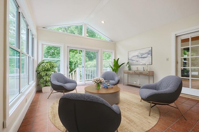 44 Huntington Ave, Sharon, MA 02067 - sunroom featuring vaulted ceiling and tile patterned flooring