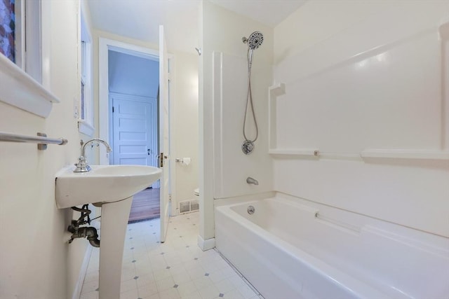 44 Huntington Ave, Sharon, MA 02067 - full bathroom featuring tile patterned floors, shower / bath combination, and baseboards