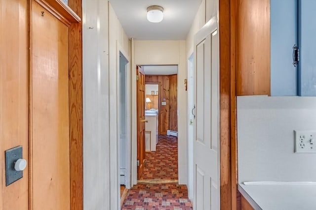 575 Nauset Rd, Eastham, MA 02642 - corridor featuring tile patterned floors and a baseboard heating unit