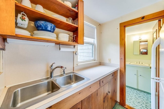 575 Nauset Rd, Eastham, MA 02642 - kitchen with a sink, open shelves, and light countertops