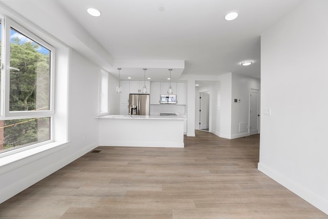 unfurnished living room featuring light hardwood / wood-style flooring