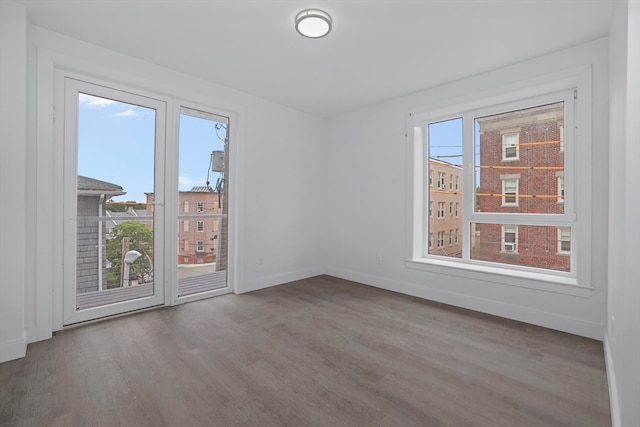 spare room featuring hardwood / wood-style floors and a wealth of natural light