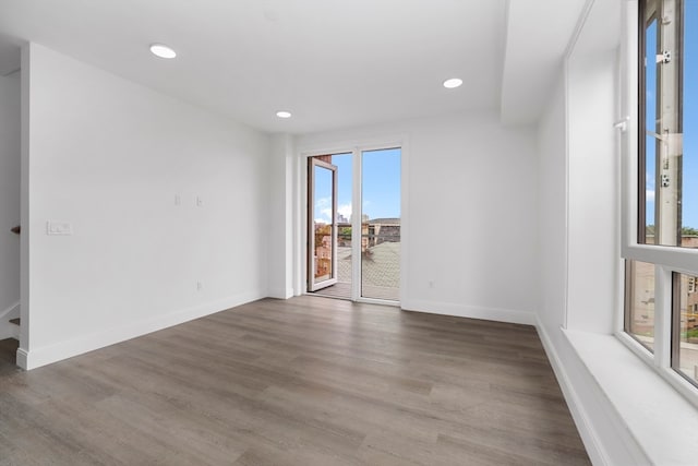 spare room with hardwood / wood-style flooring