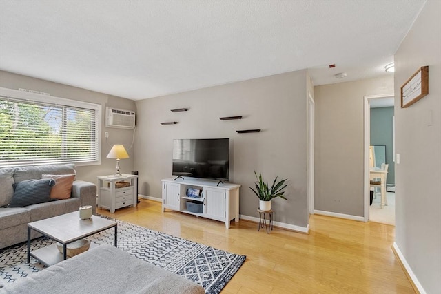 45 Macy St Unit B-205, Amesbury, MA 01913 - living room with a wall mounted air conditioner, light wood-style floors, and baseboards