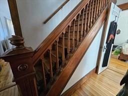 7 Kensington Rd, Worcester, MA 01602 - staircase with wood finished floors