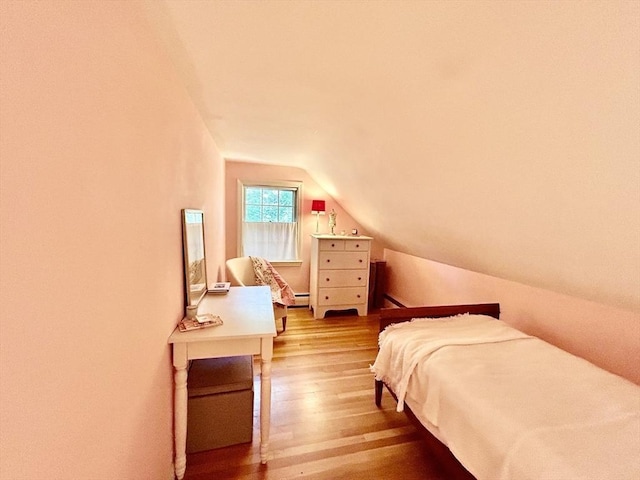 53 Washington St, Topsfield, MA 01983 - bedroom with vaulted ceiling, wood finished floors, and baseboard heating