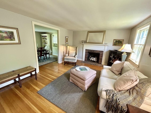 53 Washington St, Topsfield, MA 01983 - living room featuring wood finished floors and a fireplace