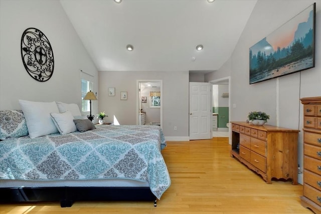 290 Mendell Rd, Rochester, MA 02770 - bedroom with light wood-type flooring, high vaulted ceiling, and recessed lighting