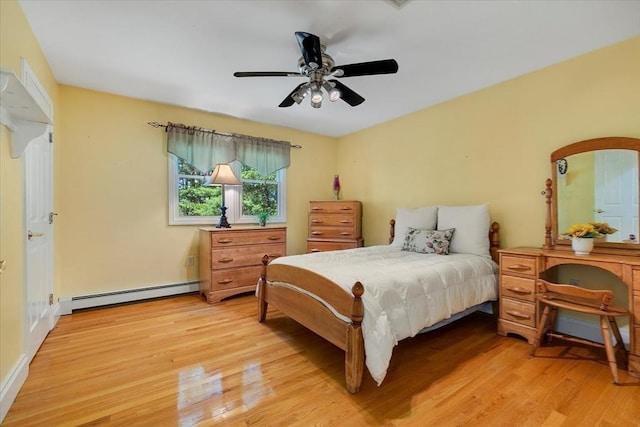 290 Mendell Rd, Rochester, MA 02770 - bedroom with baseboard heating, light wood-type flooring, and ceiling fan